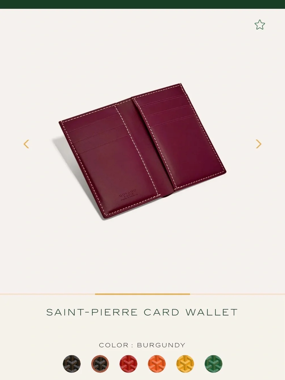 Goyard St. Pierre Card Wallet Burgundy